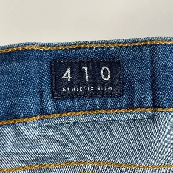 Lucky Brand Mens 410 Athletic Slim Jeans Size 36x32 Medium Blue Wash Distressed